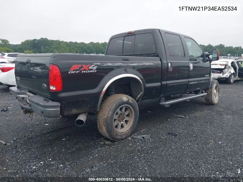 2004 Ford F-250 VIN: 1FTNW21P34EA52534 Lot: 40030612