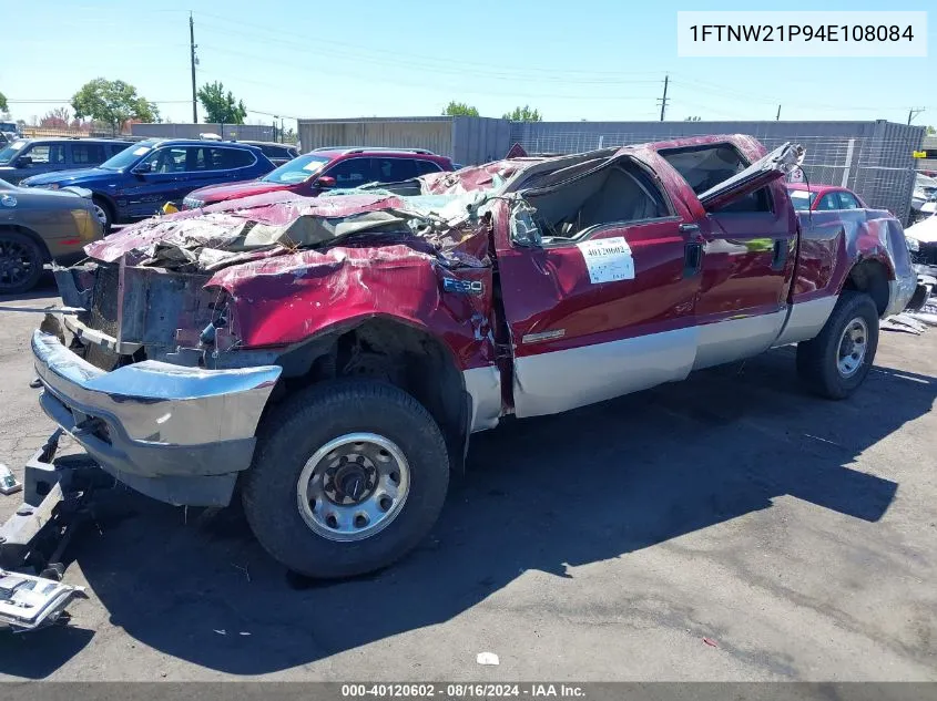 2004 Ford F-250 Lariat/Xl/Xlt VIN: 1FTNW21P94E108084 Lot: 40120602