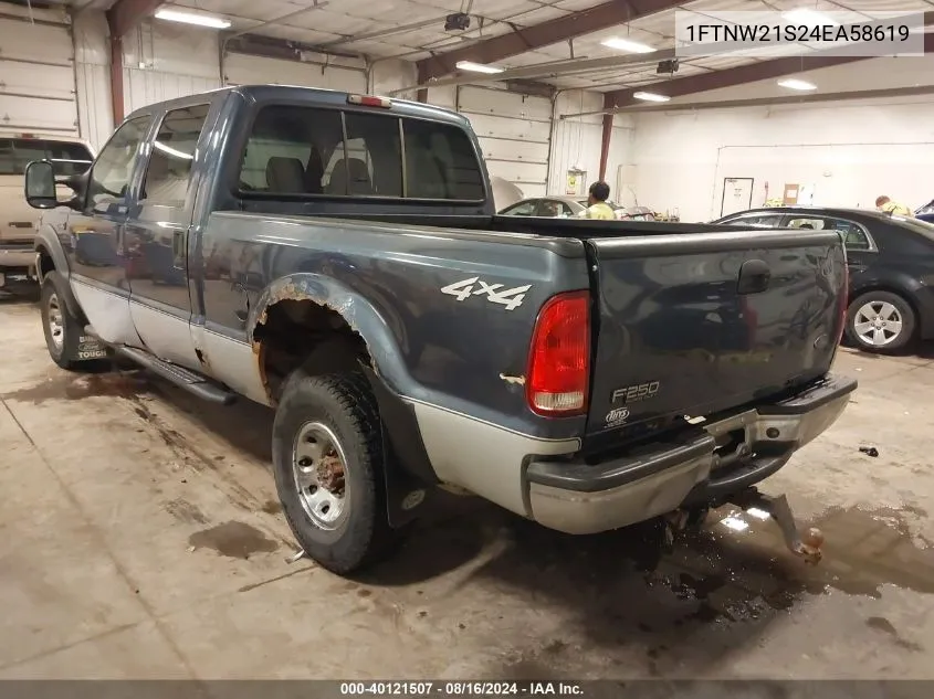 2004 Ford F-250 Lariat/Xl/Xlt VIN: 1FTNW21S24EA58619 Lot: 40121507