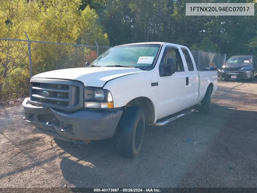 2004 Ford F-250 Lariat/Xl/Xlt VIN: 1FTNX20L94EC07017 Lot: 40173667