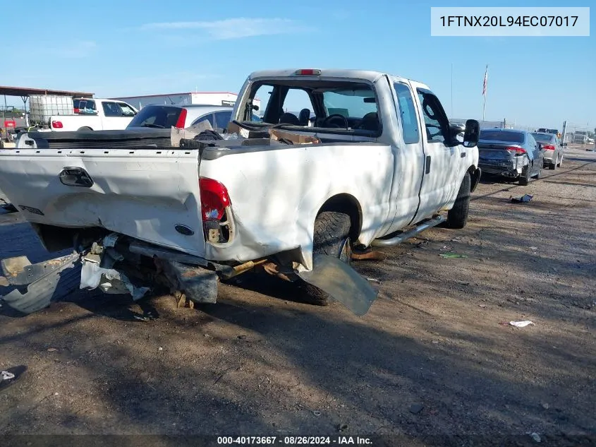 2004 Ford F-250 Lariat/Xl/Xlt VIN: 1FTNX20L94EC07017 Lot: 40173667