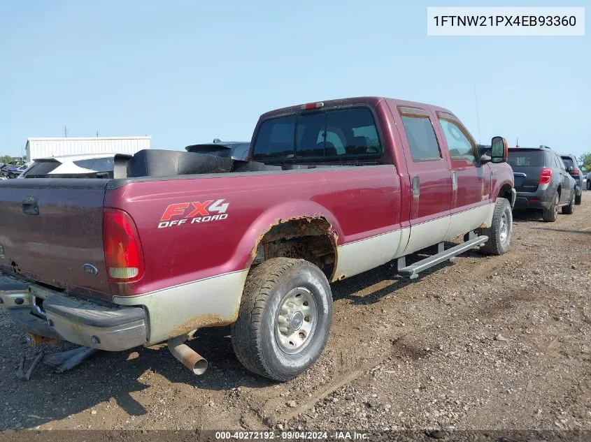 2004 Ford F-250 Lariat/Xl/Xlt VIN: 1FTNW21PX4EB93360 Lot: 40272192