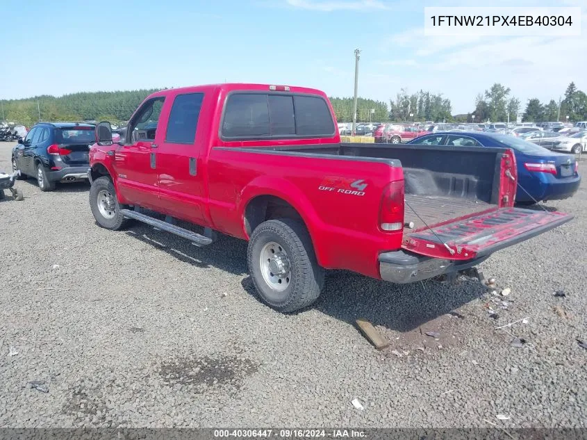 2004 Ford F250 Sd Lariat/Xl/Xlt VIN: 1FTNW21PX4EB40304 Lot: 40306447