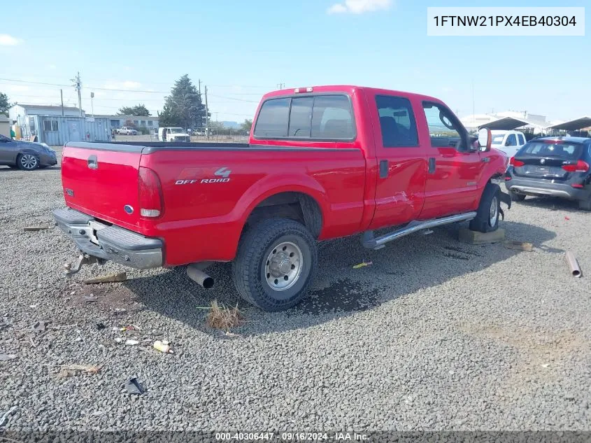 2004 Ford F250 Sd Lariat/Xl/Xlt VIN: 1FTNW21PX4EB40304 Lot: 40306447