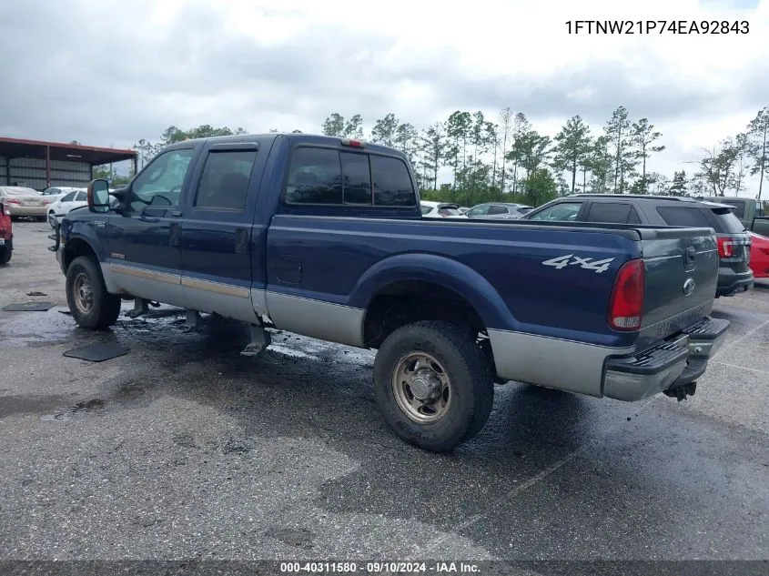 2004 Ford F250 Super Duty VIN: 1FTNW21P74EA92843 Lot: 40311580