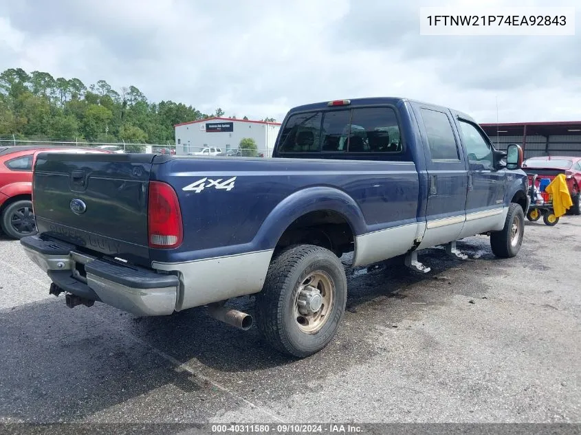 2004 Ford F250 Super Duty VIN: 1FTNW21P74EA92843 Lot: 40311580