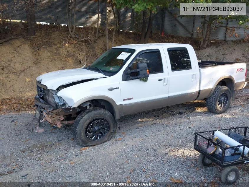 2004 Ford F250 Super Duty VIN: 1FTNW21P34EB93037 Lot: 40319491