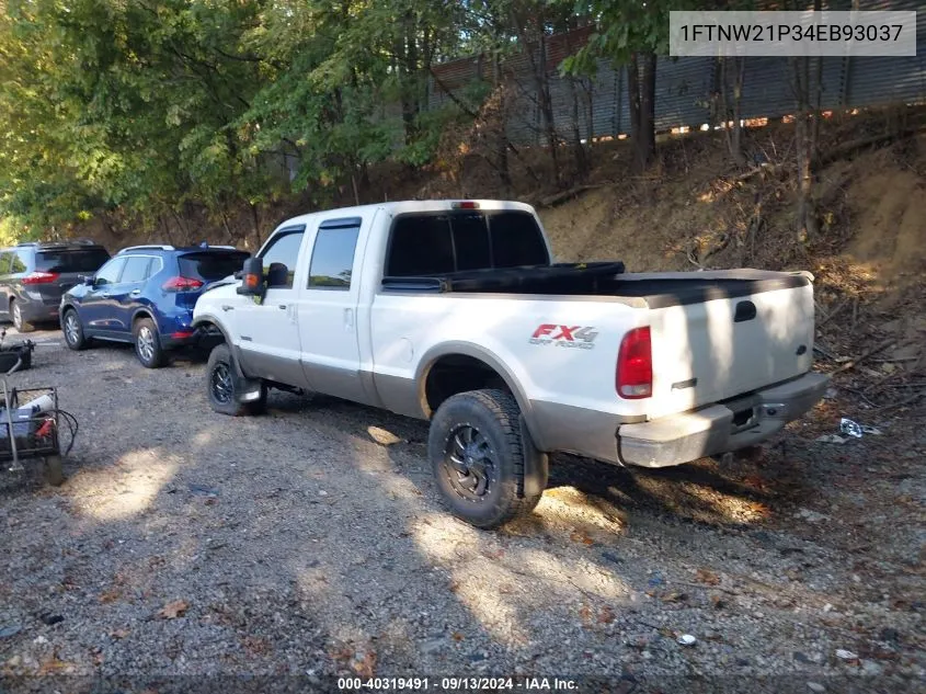 2004 Ford F250 Super Duty VIN: 1FTNW21P34EB93037 Lot: 40319491