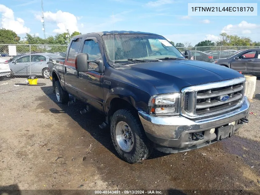 2004 Ford F-250 Lariat/Xl/Xlt VIN: 1FTNW21L44EC18170 Lot: 40343451