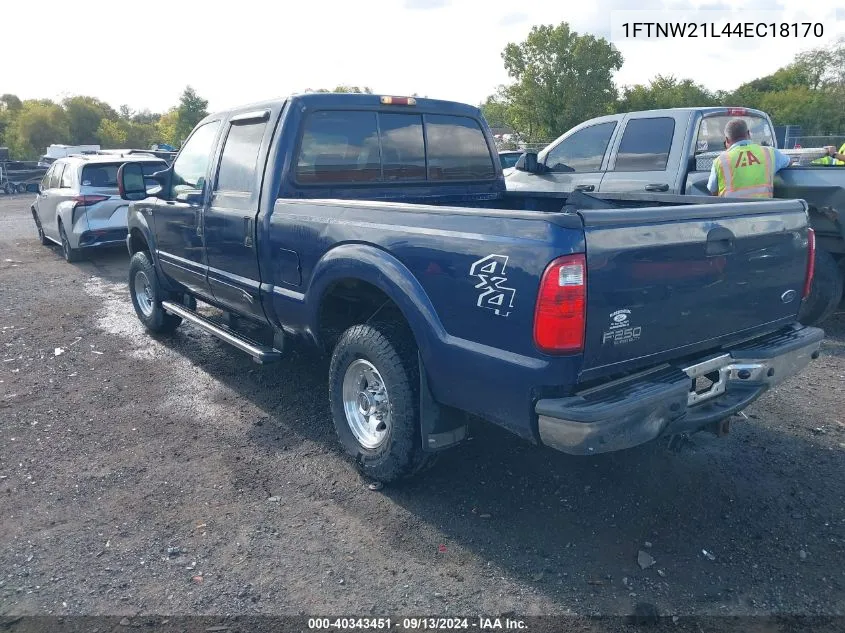 2004 Ford F-250 Lariat/Xl/Xlt VIN: 1FTNW21L44EC18170 Lot: 40343451