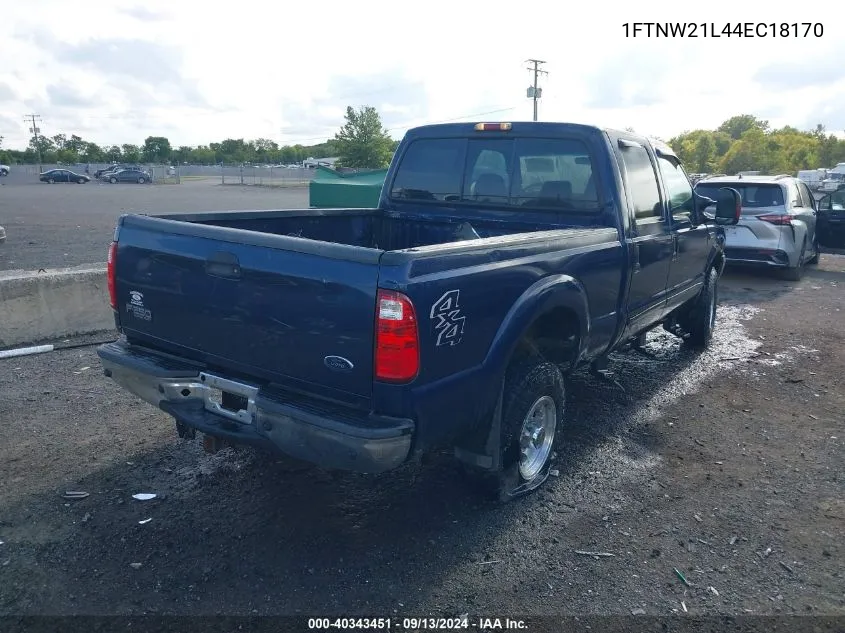 2004 Ford F-250 Lariat/Xl/Xlt VIN: 1FTNW21L44EC18170 Lot: 40343451