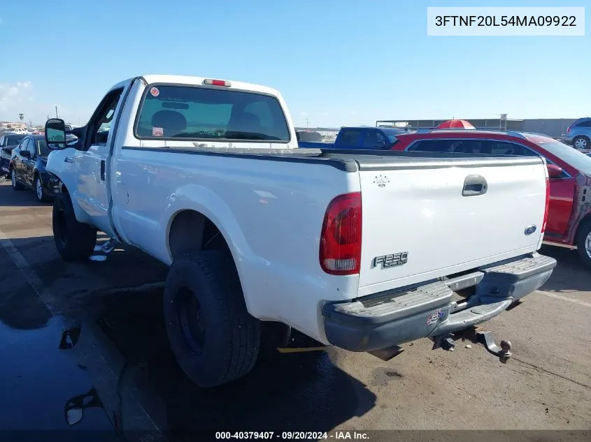 2004 Ford F-250 Xl/Xlt VIN: 3FTNF20L54MA09922 Lot: 40379407