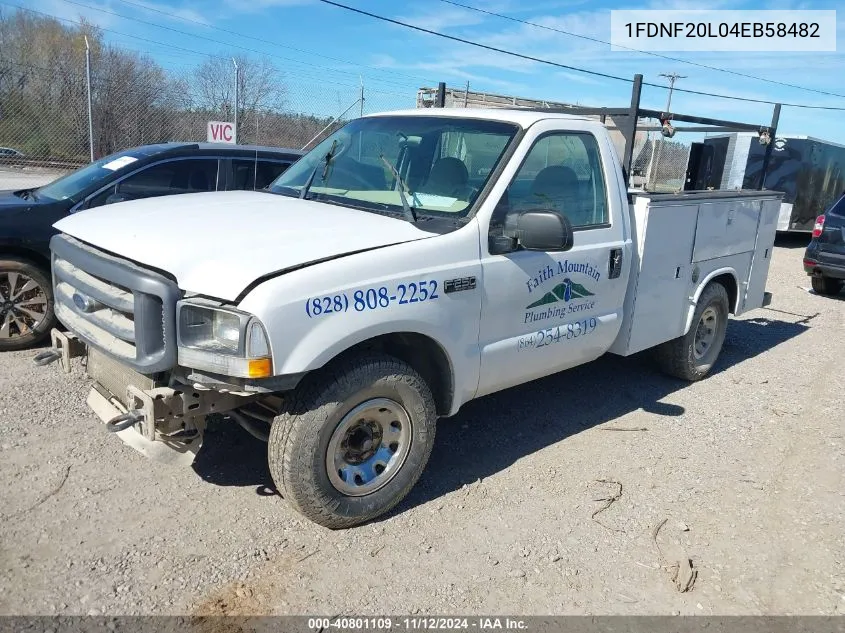 2004 Ford Super Duty F-250 Xl/Xlt VIN: 1FDNF20L04EB58482 Lot: 40801109