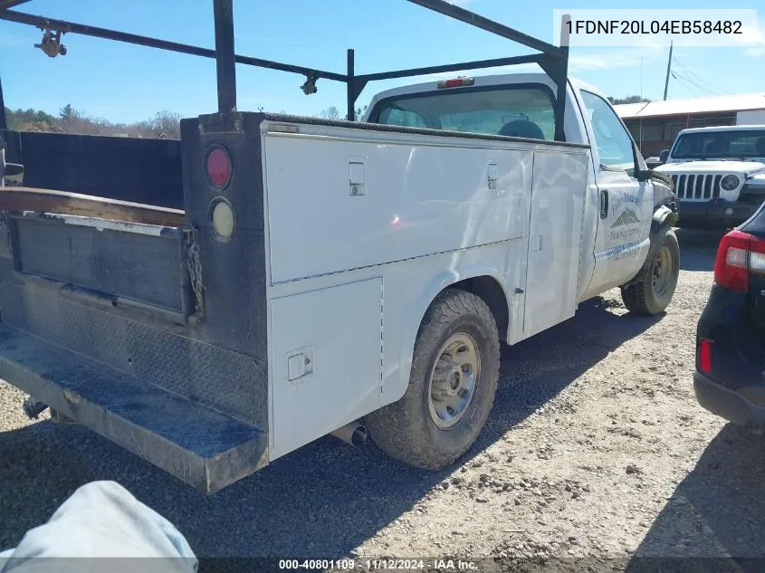 2004 Ford Super Duty F-250 Xl/Xlt VIN: 1FDNF20L04EB58482 Lot: 40801109