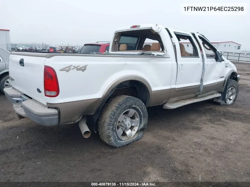 2004 Ford F-250 Lariat/Xl/Xlt VIN: 1FTNW21P64EC25298 Lot: 40879135