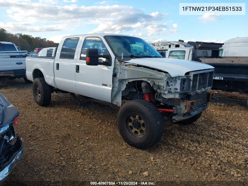 2004 Ford F-250 Lariat/Xl/Xlt VIN: 1FTNW21P34EB51533 Lot: 40907504