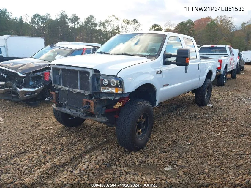 2004 Ford F-250 Lariat/Xl/Xlt VIN: 1FTNW21P34EB51533 Lot: 40907504