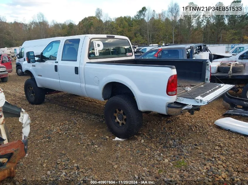 2004 Ford F-250 Lariat/Xl/Xlt VIN: 1FTNW21P34EB51533 Lot: 40907504