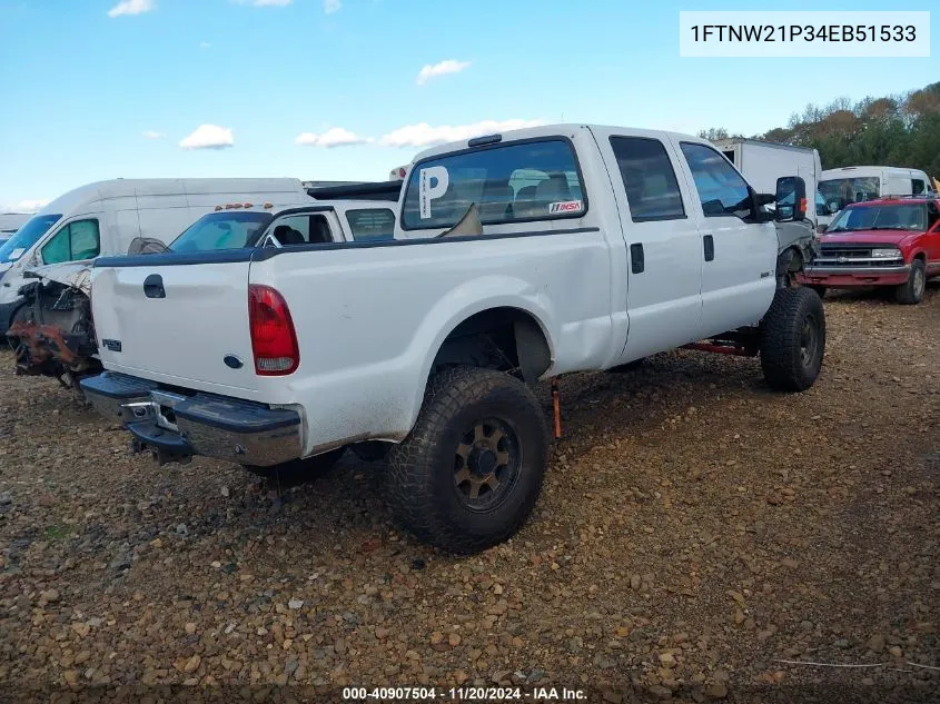 2004 Ford F-250 Lariat/Xl/Xlt VIN: 1FTNW21P34EB51533 Lot: 40907504