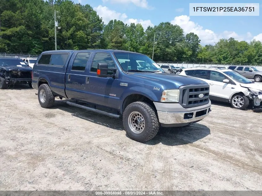 2005 Ford F-250 Lariat/Xl/Xlt VIN: 1FTSW21P25EA36751 Lot: 39988095