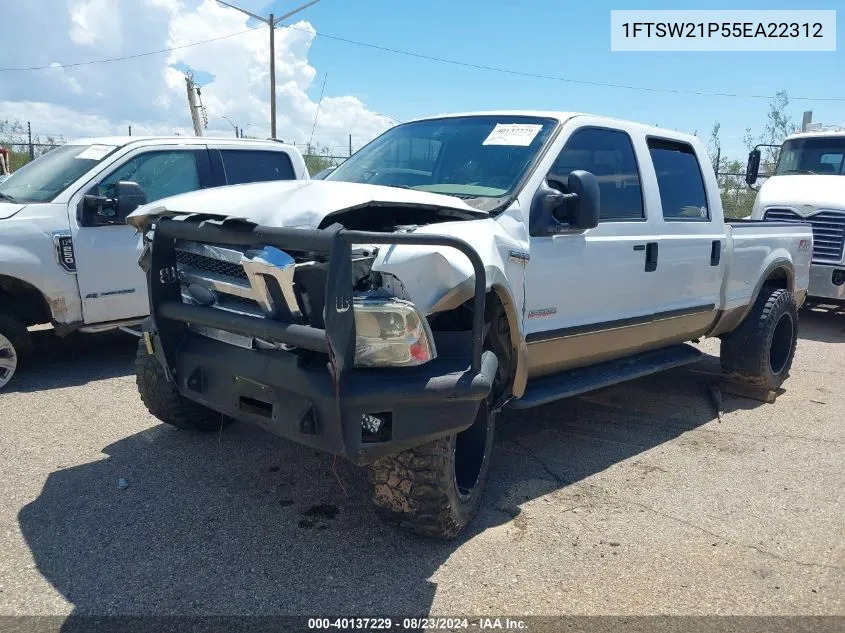 2005 Ford F-250 Lariat/Xl/Xlt VIN: 1FTSW21P55EA22312 Lot: 40137229