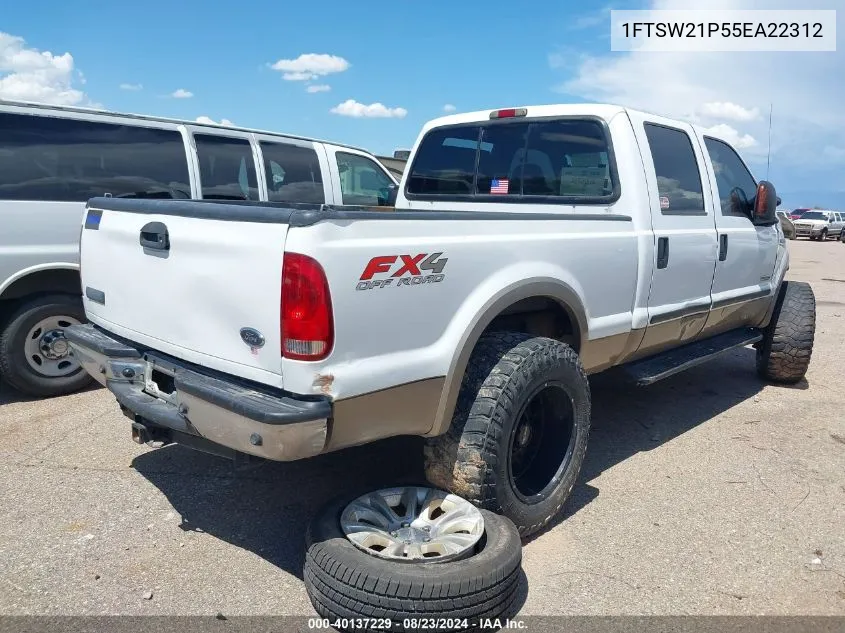 2005 Ford F-250 Lariat/Xl/Xlt VIN: 1FTSW21P55EA22312 Lot: 40137229