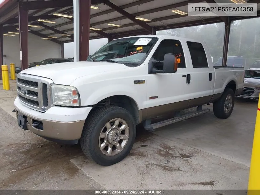 2005 Ford F250 Super Duty VIN: 1FTSW21P55EA04358 Lot: 40392334