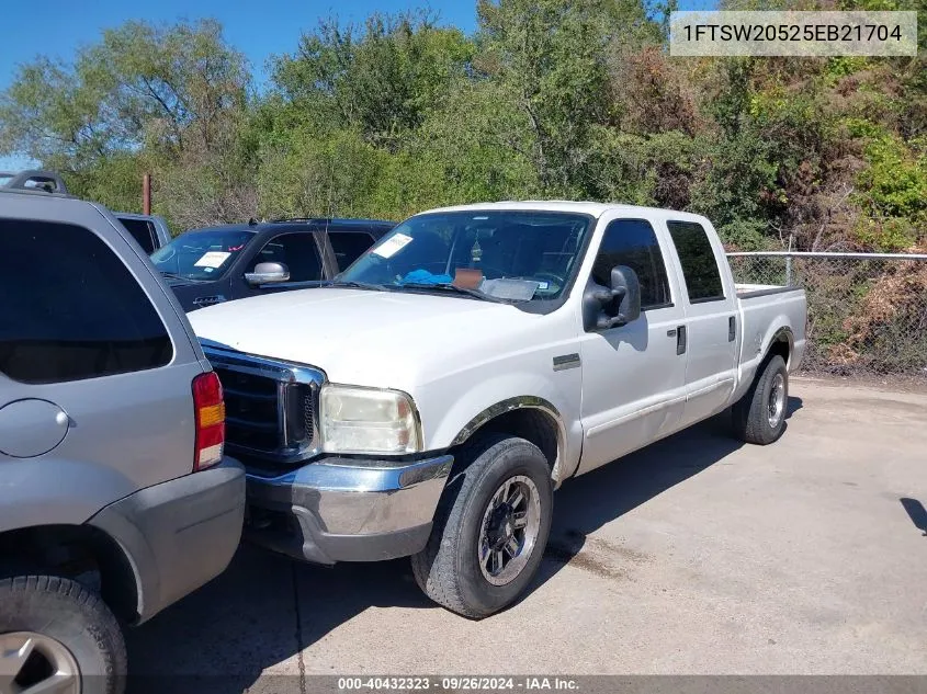 2005 Ford F-250 Lariat/Xl/Xlt VIN: 1FTSW20525EB21704 Lot: 40432323