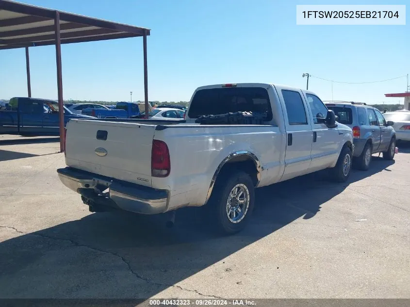 2005 Ford F-250 Lariat/Xl/Xlt VIN: 1FTSW20525EB21704 Lot: 40432323