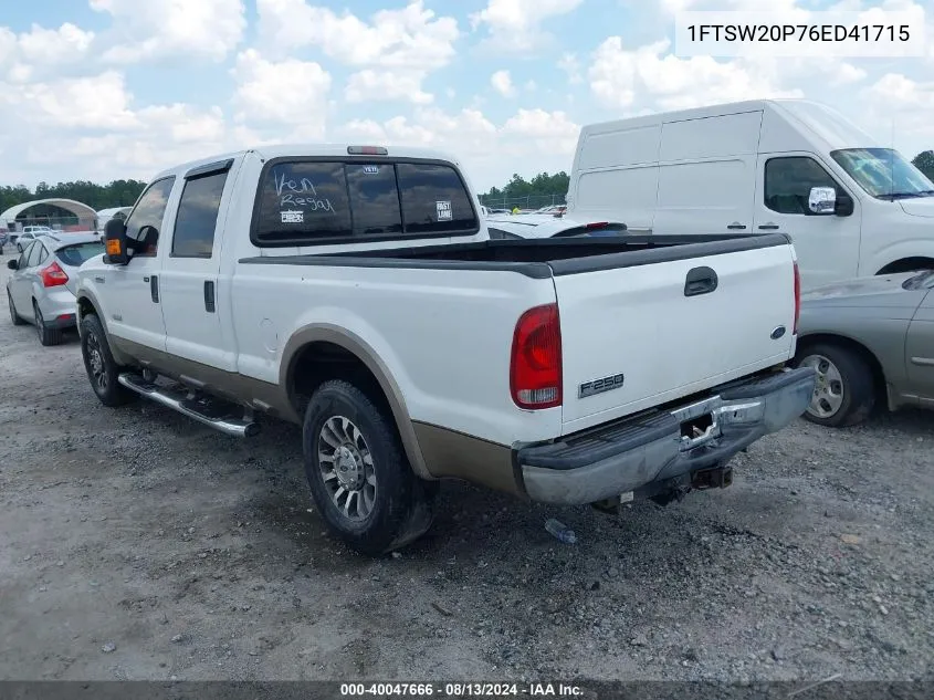 2006 Ford F-250 Lariat/Xl/Xlt VIN: 1FTSW20P76ED41715 Lot: 40047666