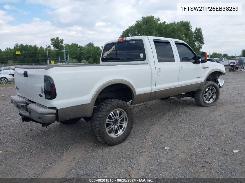 2006 Ford F-250 Lariat/Xl/Xlt VIN: 1FTSW21P26EB38259 Lot: 40201810