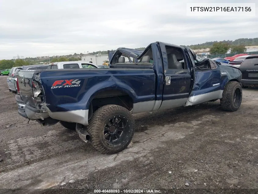 2006 Ford F-250 Lariat/Xl/Xlt VIN: 1FTSW21P16EA17156 Lot: 40488093