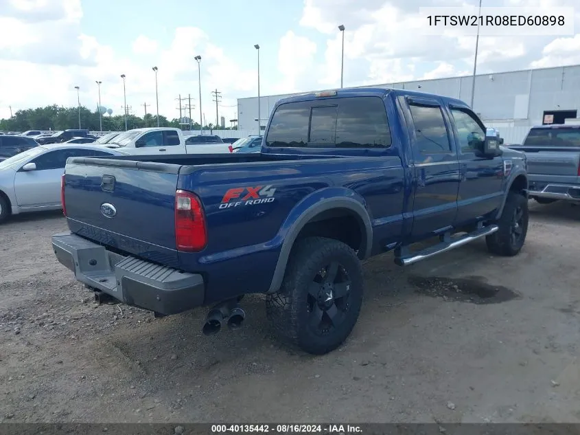 2008 Ford F-250 Fx4/Harley-Davidson/King Ranch/Lariat/Xl/Xlt VIN: 1FTSW21R08ED60898 Lot: 40135442