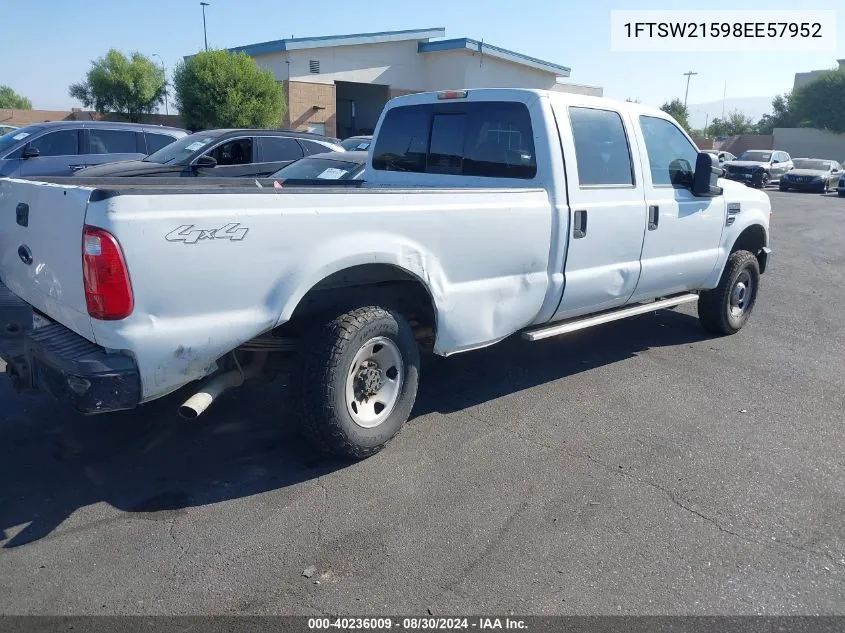 2008 Ford F-250 Fx4/King Ranch/Lariat/Xl/Xlt VIN: 1FTSW21598EE57952 Lot: 40236009