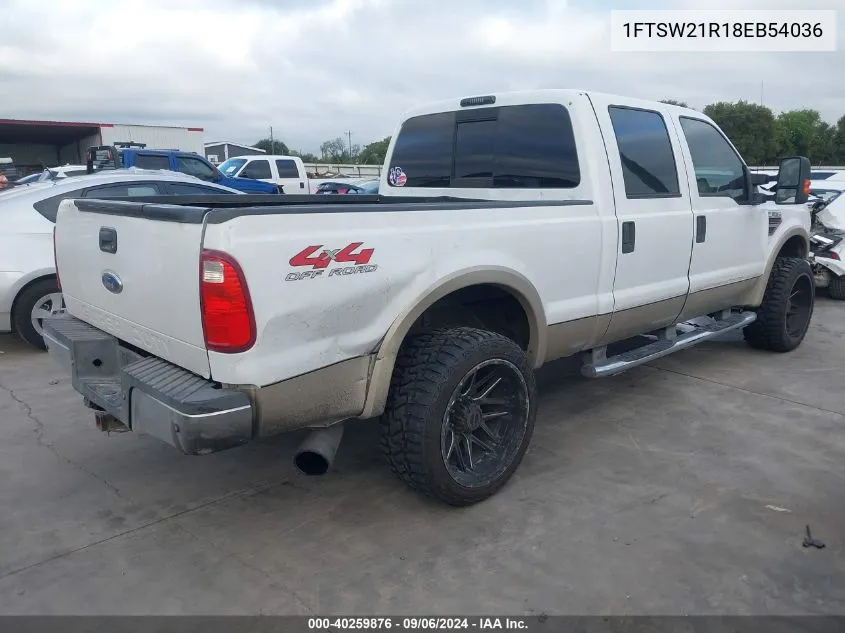 2008 Ford F250 Super Duty VIN: 1FTSW21R18EB54036 Lot: 40259876