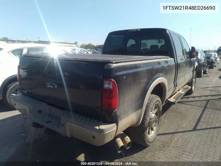 1FTSW21R48ED26690 2008 Ford F-250 Fx4/Harley-Davidson/King Ranch/Lariat/Xl/Xlt