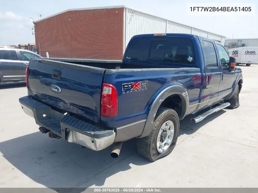 2011 Ford F-250 Lariat VIN: 1FT7W2B64BEA51405 Lot: 39763025