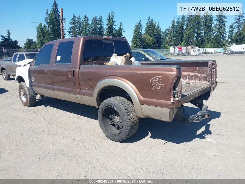 2011 Ford F-250 Lariat VIN: 1FT7W2BT0BEC62512 Lot: 40240594