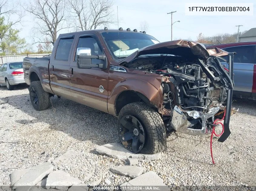 2011 Ford F-250 Lariat VIN: 1FT7W2BT0BEB87004 Lot: 40851848