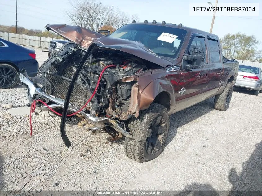 2011 Ford F-250 Lariat VIN: 1FT7W2BT0BEB87004 Lot: 40851848