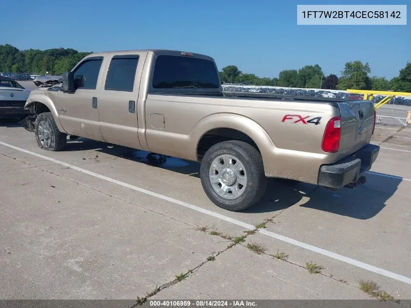 2012 Ford F-250 Xl VIN: 1FT7W2BT4CEC58142 Lot: 40106959