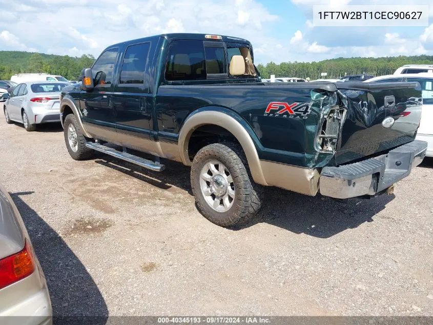 2012 Ford F-250 Lariat VIN: 1FT7W2BT1CEC90627 Lot: 40345193