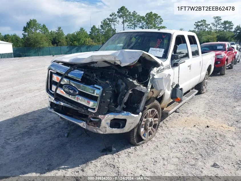 2014 Ford F-250 Lariat VIN: 1FT7W2BT2EEB62478 Lot: 39934303