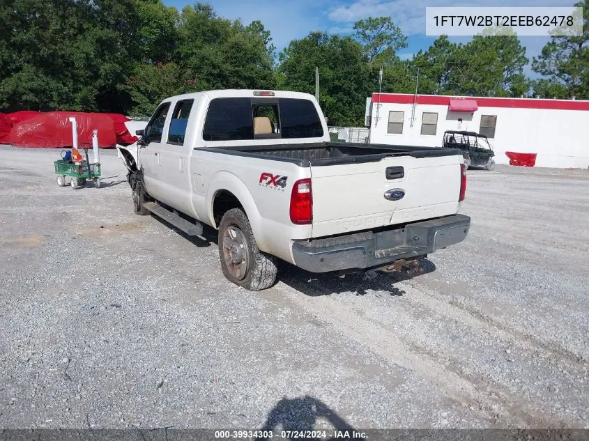 2014 Ford F-250 Lariat VIN: 1FT7W2BT2EEB62478 Lot: 39934303