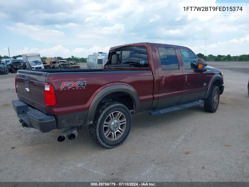 2015 Ford F-250 Lariat VIN: 1FT7W2BT9FED15374 Lot: 39756779