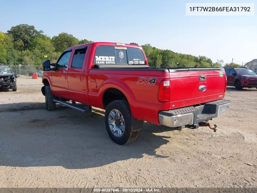 2015 Ford F-250 Lariat VIN: 1FT7W2B66FEA31792 Lot: 40287646