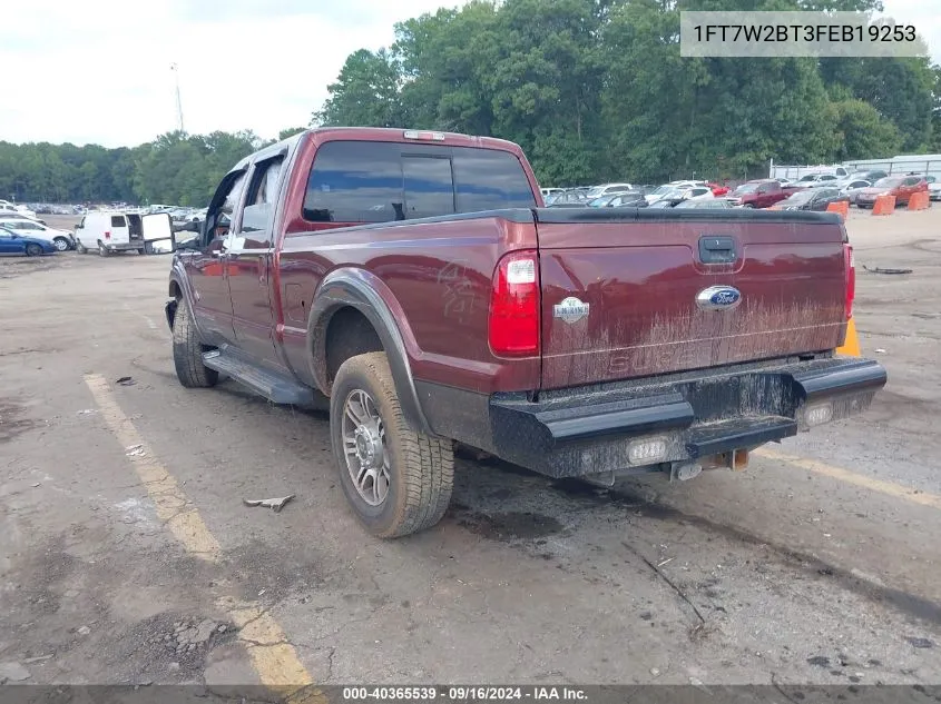 2015 Ford F-250 Lariat VIN: 1FT7W2BT3FEB19253 Lot: 40365539