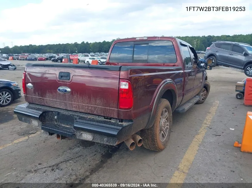 2015 Ford F-250 Lariat VIN: 1FT7W2BT3FEB19253 Lot: 40365539