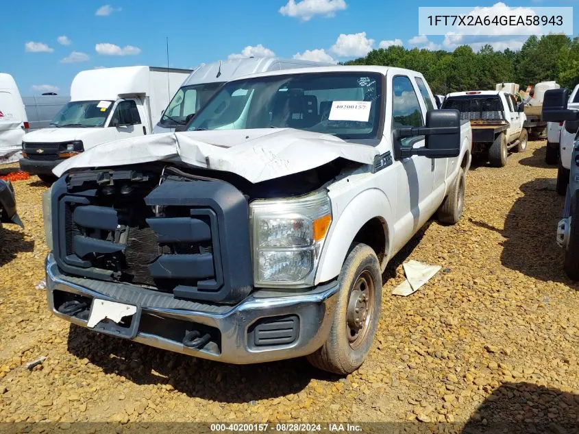 2016 Ford F-250 Xl VIN: 1FT7X2A64GEA58943 Lot: 40200157