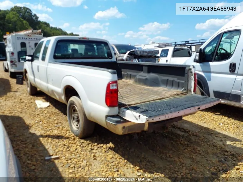 2016 Ford F-250 Xl VIN: 1FT7X2A64GEA58943 Lot: 40200157